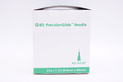 BD 305167 PrecisionGlide Ndle. 21G x 1-1/2inch - Box of 100